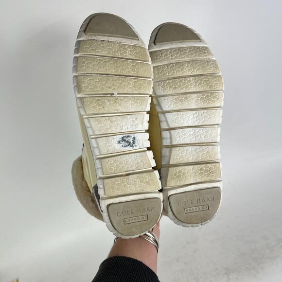 Cole Haan Zerogrand Winter Snow Boots Women's 8.5 Ivory Leather Shearling W09835 - Picture 8 of 10